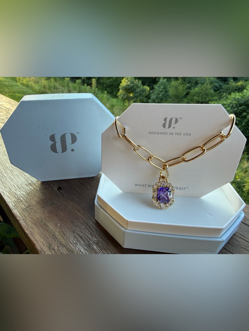 Bomb Party Necklace Golden Hour Bliss Purple Topaz New